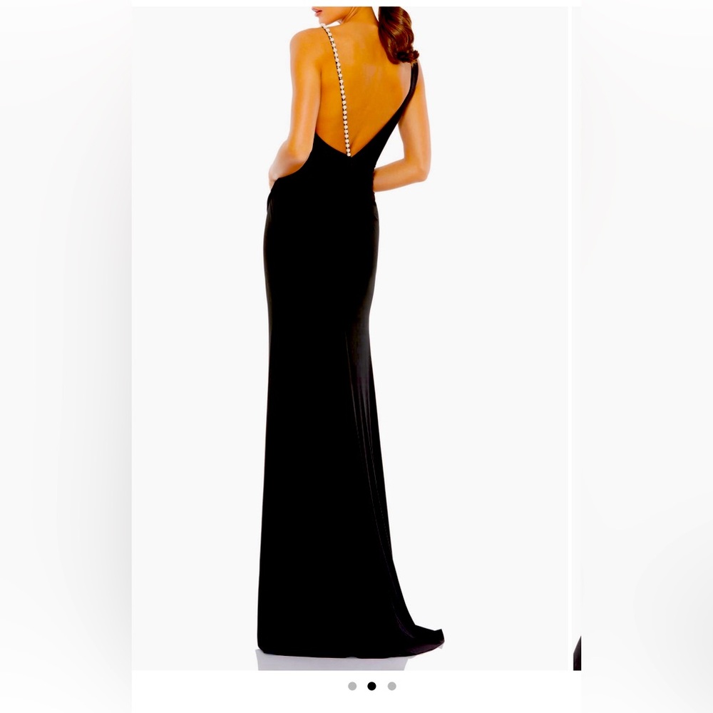 Mac Duggal Imitation Pearl Strap Colum Gown, Black, Size 4 (worn once)